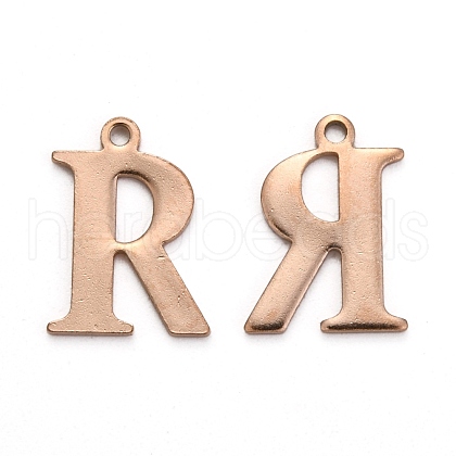 Ion Plating(IP) 304 Stainless Steel Alphabet Charms STAS-H122-R-RG-1