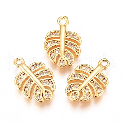 Brass Micro Pave Cubic Zirconia Charms X-KK-G391-15G-1