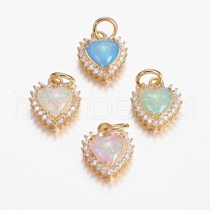 Brass Micro Pave Cubic Zirconia Charms ZIRC-G141-01G-1