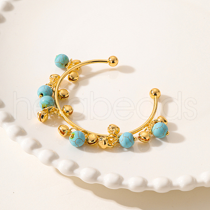 Golden Element Bell Synthetic Turquoise Cuff Bangle for Women's Daily Party YH4756-2-1