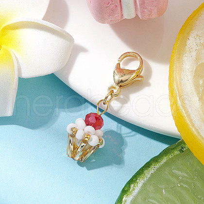 Glass Seed Beaded Pendant Decorations HJEW-MZ00188-04-1
