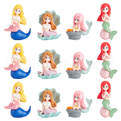 AHADERMAKER 12Pcs 4 Styles Mermaid Resin Display Decorations DJEW-GA0001-45-1