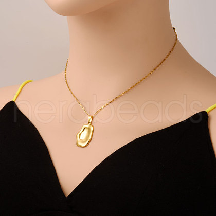 Stainless Steel Textured Rectangle Pendant Necklaces for Women VF3320-2-1