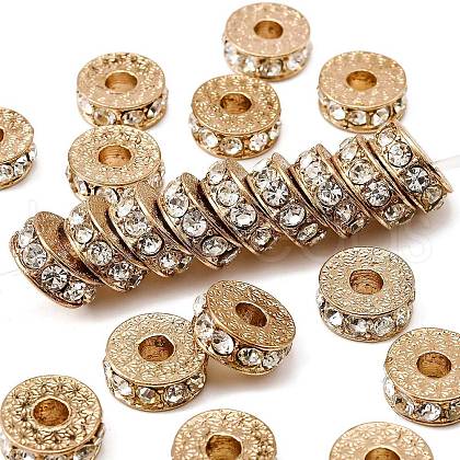Rack Plating Flat Round Alloy Rhinestone Beads RB-D293-02LG-1
