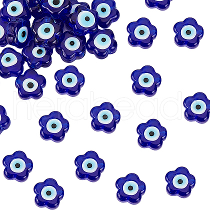 DICOSMETIC Handmade Evil Eye Lampwork Beads LAMP-DC0001-07A-1