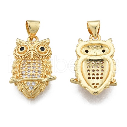 Brass Micro Pave Clear Cubic Zirconia Pendants KK-G431-12G-1