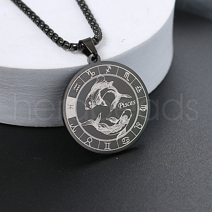 201 Stainless Steel Pendant Necklaces with Alloy Box Chain WGA45A6-24-1
