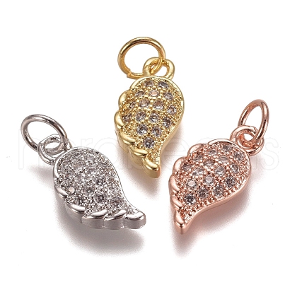 Brass Micro Pave Clear Cubic Zirconia Charms ZIRC-G153-25-1