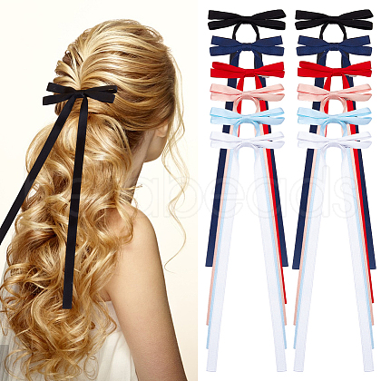 CRASPIRE Big Bowknot Polyester Alligator Hair Clips AJEW-CP0008-39C-1