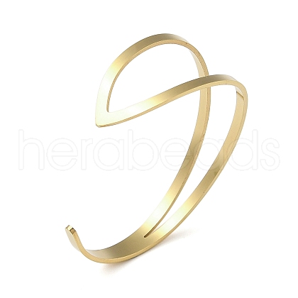 201 Stainless Steel Open Cuff Bangles for Women BJEW-M044-01G-1