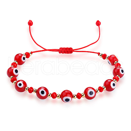 Glass Evil Eye Braided Bead Bracelet QD5460-2-1