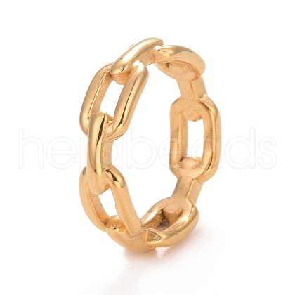 Ion Plating(IP) 304 Stainless Steel Cable Chain Shape Finger Ring for Women RJEW-C025-34B-G-1