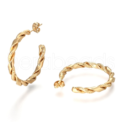 304 Stainless Steel Half Hoop Earrings EJEW-F257-11G-1