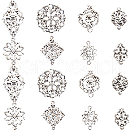 SUNNYCLUE 80Pcs 8 Styles Tibetan Style Links/Connectors FIND-SC0010-69-1
