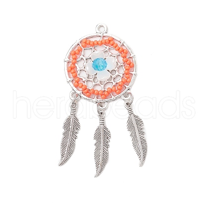Handmade Glass Seed Beads Pendants PALLOY-MZ00766-02-1