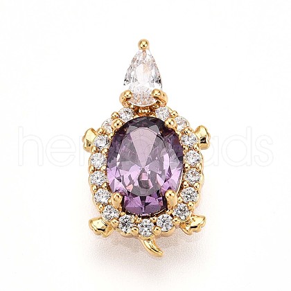 Brass Micro Pave Cubic Zirconia Pendants KK-N261-20B-G-1
