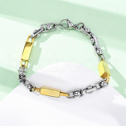 304 Stainless Steel Link Chain Bracelets for Women Men BJEW-R018-18GP-1