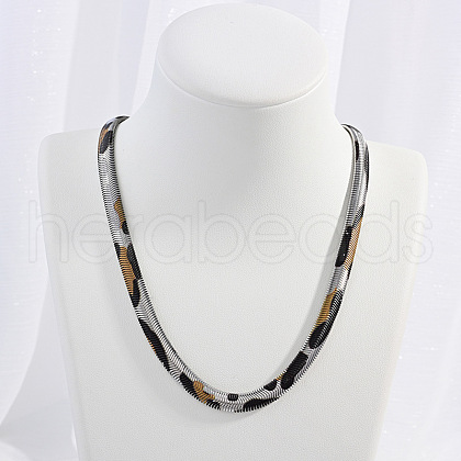 304 Stainless Steel Leopard Print Snake Chain Necklaces for Women NJEW-G164-01P-1