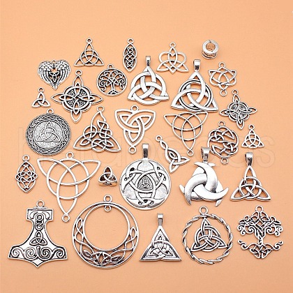 30Pcs Tibetan Style Alloy Pendants PW-WGCBDA4-01-1
