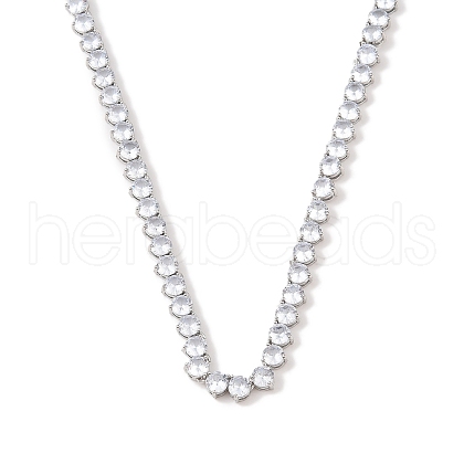 Rack Plating Brass Clear Cubic Zirconia Cup Chain Necklaces NJEW-Q348-02P-1