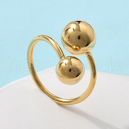 304 Stainless Steel Round Cuff Rings for Women RJEW-A063-01E-G-1