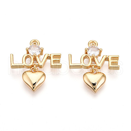 Brass Micro Pave Cubic Zirconia Pendants KK-N261-86G-1
