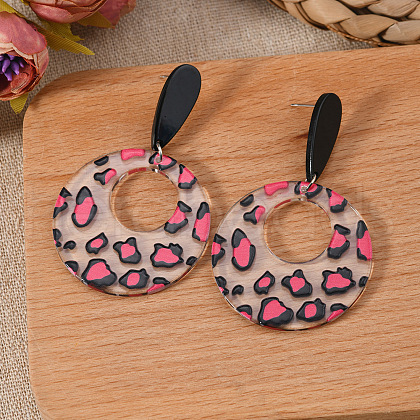 Stylish Acrylic Leopard Print Dangle Stud Earrings XX3345-3-1