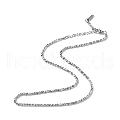 304 Stainless Steel Wheat Chain Necklace for Men Women NJEW-K245-021C-1