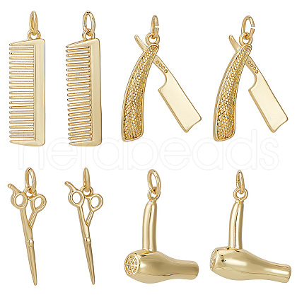 Beebeecraft 8Pcs 4 Style Brass Pendants KK-BBC0012-91-1