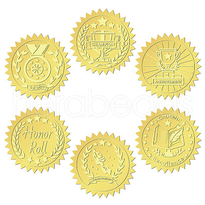 6 Patterns Aluminium-foil Paper Adhesive Embossed Stickers DIY-WH0451-001-1