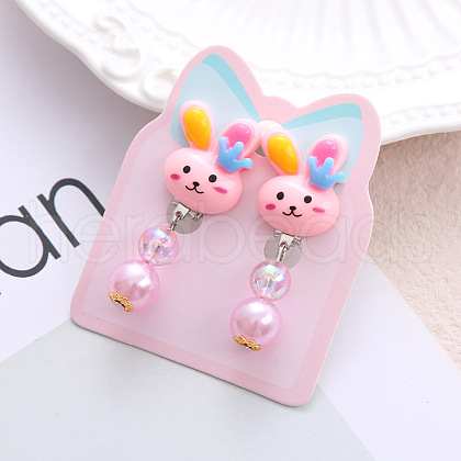 Alloy Plastic Clip-on Earrings for Kid WG21FF0-05-1