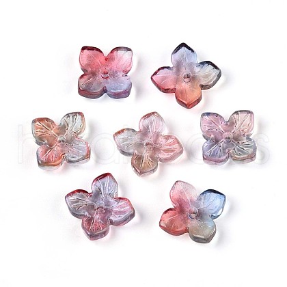 Baking Painted Transparent Glass Bead Caps DGLA-N014-04F-1