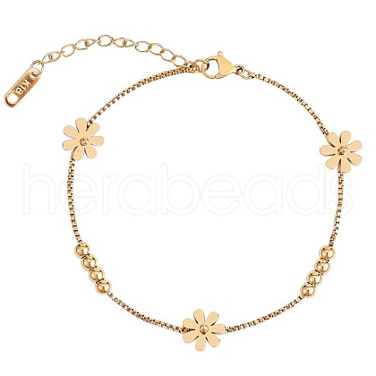 Stainless Steel Daisy Flowers Ankle with Box Chains for Women JA196B-1