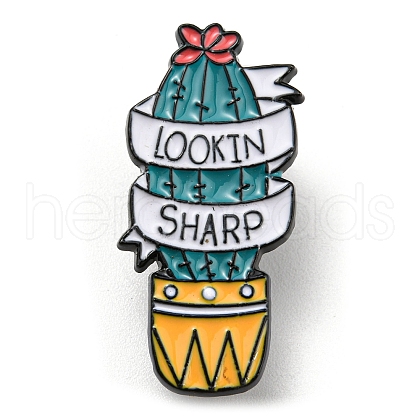 Cactus with Word Look In Sharp Enamel Pins JEWB-Q031-04EB-03-1