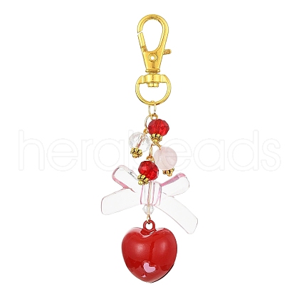 Brass Heart Bell Pendant Decorations HJEW-JM01374-01-1