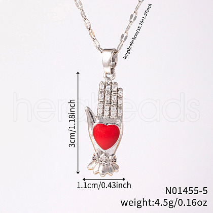 Vintage Brass Love Enamel Hamsa Hand Pendant Necklaces BQ5332-4-1