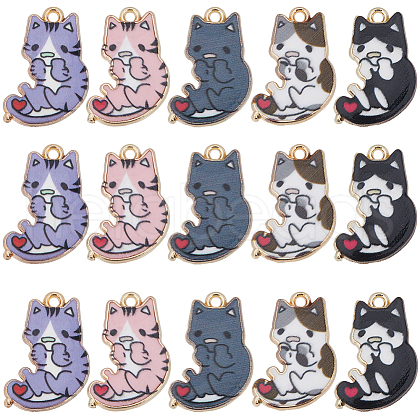 SUNNYCLUE 30Pcs 5 Styles Rack Plating Alloy Pendants FIND-SC0009-92-1