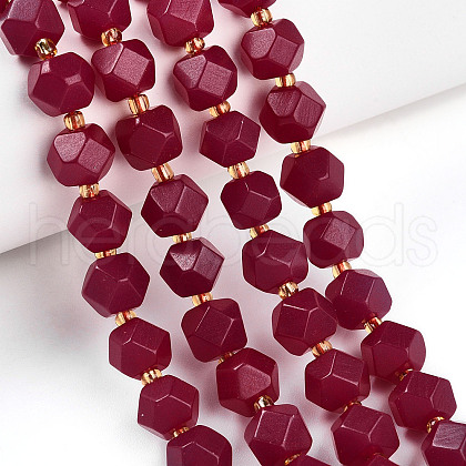 Lab Grown Red Corundum Beads Strands G-T140-10-01-1