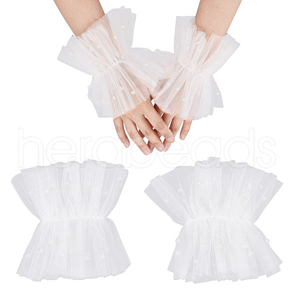 Nylon Long Fingerless Gloves AJEW-WH0009-83B-1