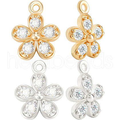 Beebeecraft 12Pcs 2 Styles Rack Plating Brass Cubic Zirconia Charms ZIRC-BBC0002-73-1