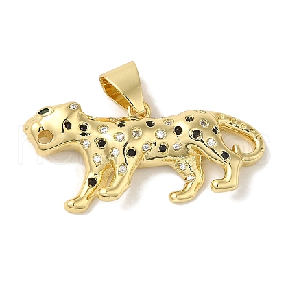 Rack Plating Brass Micro Pave Black Cubic Zirconia Pendants KK-P267-01B-G-1