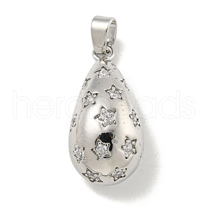 Rack Plating Brass Micro Pave Clear Cubic Zirconia Pendants KK-E114-02P-05-1