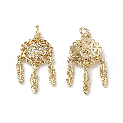Brass Clear Cubic Zirconia Pendants KK-E068-VA248-2-1