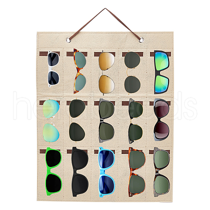 15-Slot Polyester Felt Sunglasses Organizer Storage Holder Stands AJEW-WH0413-41B-1
