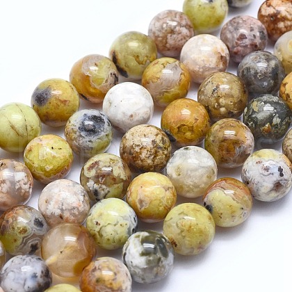 Natural Yellow Opal Beads Strands G-I213-18-10mm-1