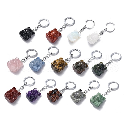 Natural/Synthetic Gemstone Keychains KEYC-P011-03P-1