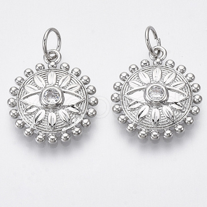Brass Micro Pave Cubic Zirconia Pendants KK-R130-005P-NF-1