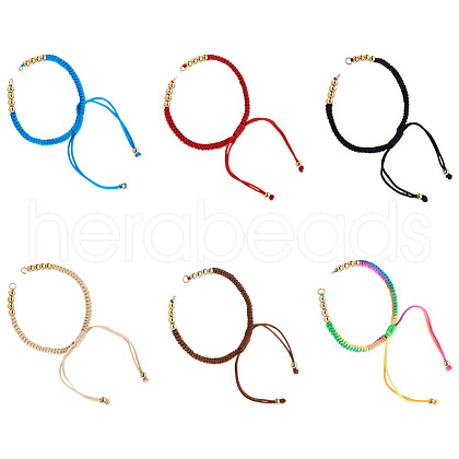 Fashewelry 12Pcs 6 Colors  Nylon Cord Braided Bead Bracelets Making BJEW-FW0001-02-1