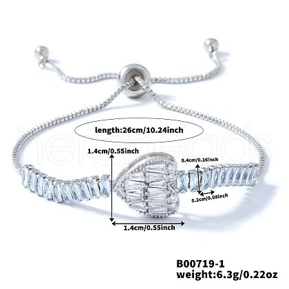 Elegant Brass Pave Cubic Zirconia Slider Bracelets LA2157-1-1