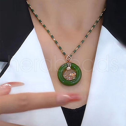 Ring Resin Imitation Jade Pendant Necklaces for Women FS-WGD4B73-01-1